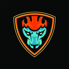 Cartoon Lion Head Badge E-sport, Gaming, Sport Mascot Badge Logo Identity.