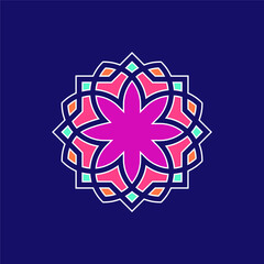 Cartoon Style, Minimalist Colorful Mandala Symbol Branding Logo Icon Identity