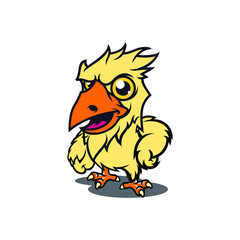 Cartoon Funny Yellow Eagle Vector Mascot Character Illustration