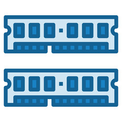 RAM  blue color line icon