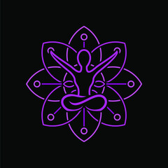  Esoteric Violet Colored Lotus Mandala Meditation Symbol Logo Illustration
