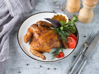 tobacco chicken on a gray background