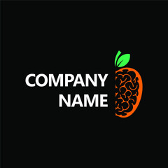 Smart, Modern, Negative Space Orange And Brain Organic Food, Drink, Technology Logo