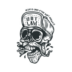 Black And White Motivational Trendy Skull T-shirt, Apparel, Clothing And Poster Design Vector Illustration