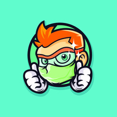 Cartoon Doctor Wearing Safety Glasses And Medical Mask Vector Character Illustration