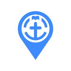 Obraz premium Modern, Minimalist Rounded Shaped Church Education Spot Location Logo