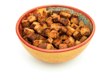 Full Bowl of crispy bread rusks isolated