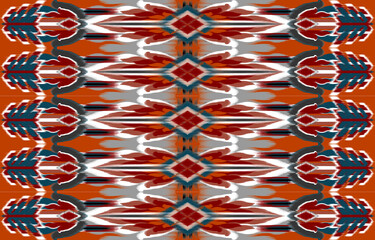 Oriental traditional ikat ethnic textile pattern Design for book cover,background,carpet,wallpaper,clothing,wrapping,Batik,fabric,Vector illustration embroidery style.
