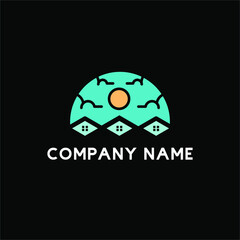 Professional, Abstract, Modern, Minimalist Light Green Colored Realty Logo Company Brand Identity Vector Template