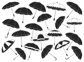 Umbrella isolated black set icon. Vector illustration parasol on white background. Vector black set icon umbrella .