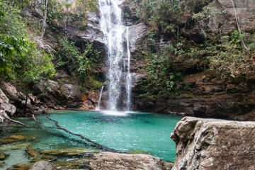Cachoeira de Santa Barbara, localizada em Cavalcante, Goias