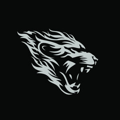Angry Lion Fire Mascot Brand Symbol Identity Logo