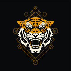 Luxury, Esoteric Golden Tiger Symbol Vector illustration