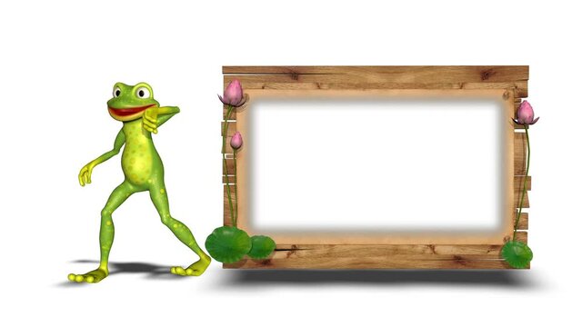 3d Character Dancing Frog Funny Loop on White Background