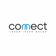Connect Black and Blue Lowercase Logo Design Template Elements. Connected linked n and n letters. Modern Networking Logo Design Vector.