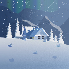 winter landscape with house