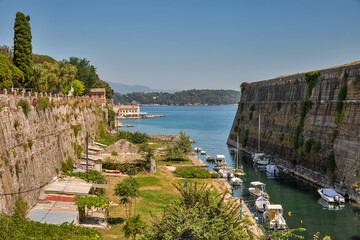 Channel of Old Venetian Fortress. Kerkyra, Corfu, Greece.