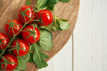 Ingredients kitchen cooking salad red tomatoes view from above