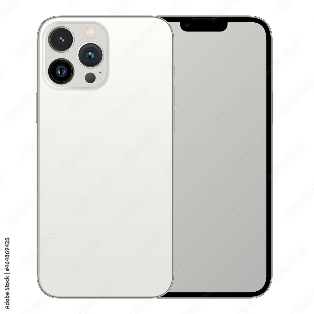 Poster phone front and back empty display frame silver mockup