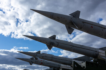 Anti-aircraft air defense missile on the launcher