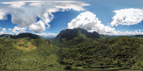 360 Degrees Chiang Dao Mountains Aerial View Landmark Travel Place Of Chiangmai, Thailand (full VR...
