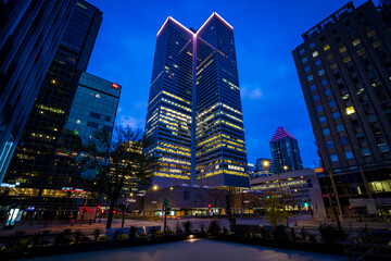 Place Ville marie is the most recognized building in Montreal, its rotating light illuminates the...