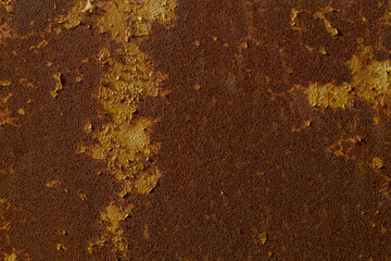 The abstract background is an old surface painted with rust.
