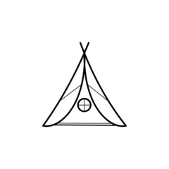 Cute small poor aged round travel real rest reed cover roof barn. Retro white black hand drawn pet kenya rustic farm hutch dwell villa wood door nature relax sketch logo art vintage line doodle style