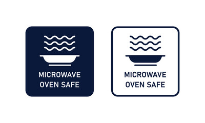 Microwave safe line icon set. Vector
