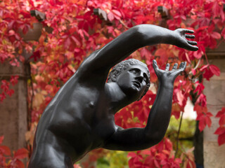 Sculpture in the autumn park of Oranienbaum. St. Petersburg. Russia.