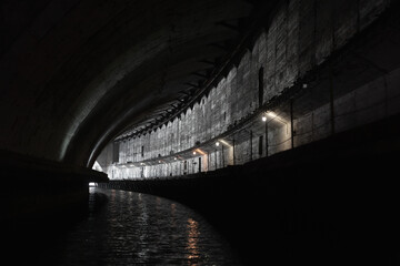 Industrial concrete tunnel perspective