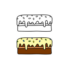Doodle colored and outline cake.