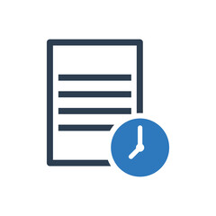time management icon - clock document icon