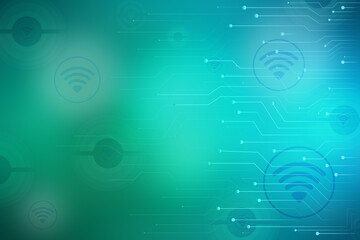 2d illustration wifi futuristic technology background
