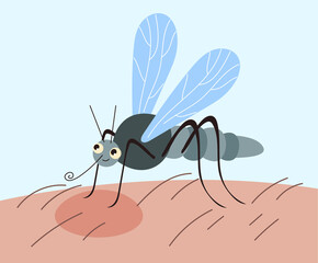 Mosquito bite human hand skin concept. Vector flat graphic design illustration