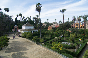 Fototapeta na wymiar giardini del palazzo reale alzacar a siviglia regione andalusia