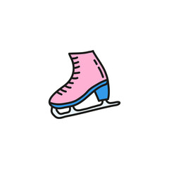 Cute doodle colored pink figure skate.