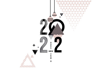 2022 New Year. Vector illustration for greeting card, party invitation card, website banner, social media banner, background, cover design template, marketing material.