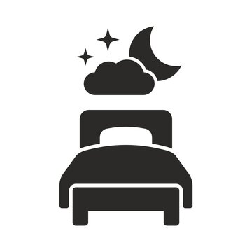 Bed icon. Bedtime. Vector icon isolated on white background.