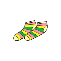 Hand drawn colored striped short socks.
