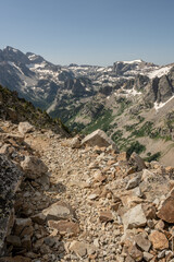 Rocky Trail Heads Down to Lake Solitude In Grand Teton