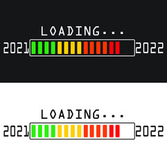 New year loading bar 2021 2022 on black and white background