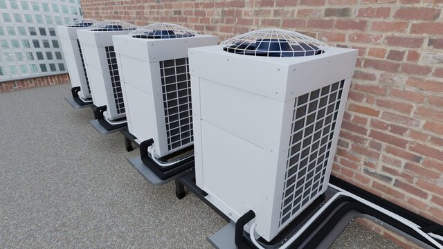 vrf system on the roof. 3d render