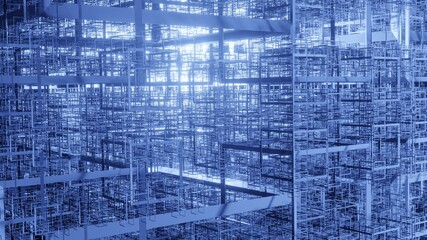 Futuristic fractal cube abstraction background 3d render