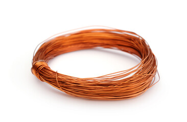 Coil of electrical wire isolated.