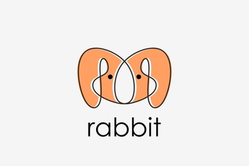 clean and minimalistic rabbit head shaped line logo