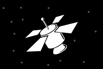 space background with satellite logo inside