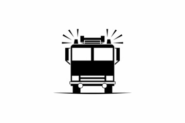 black and white fire truck icon logo