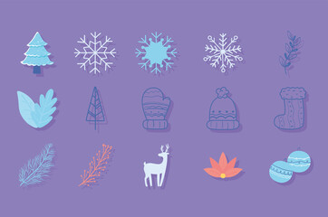Fototapeta na wymiar winter icons set