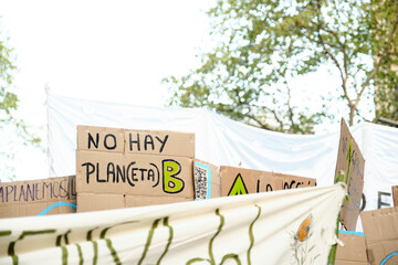 Sign text: there is no planet B, Global Climate Strike, Buenos Aires, Argentina